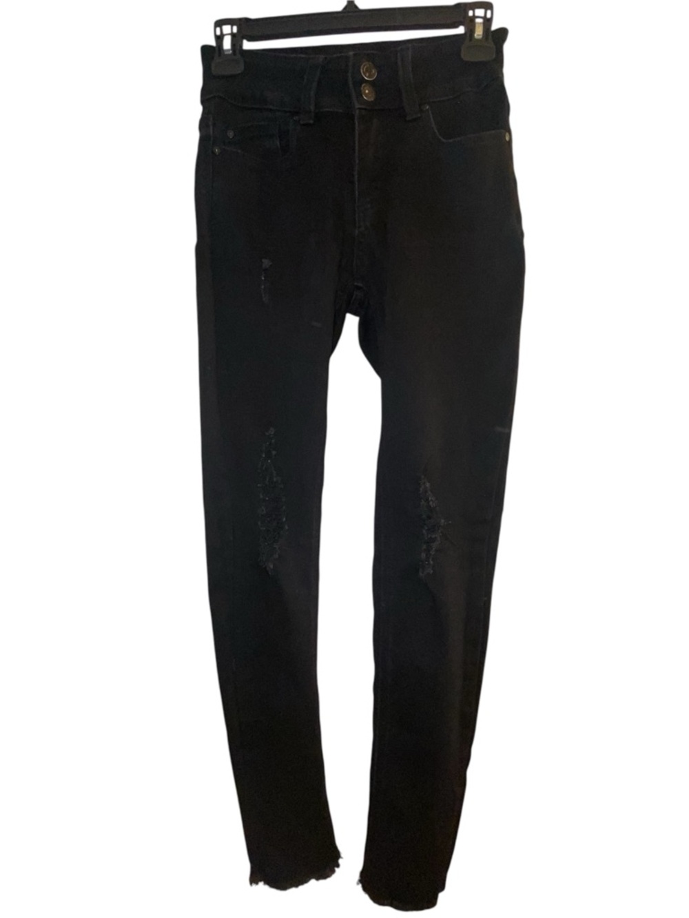 Black Distressed High-Rise Skinny Jeans